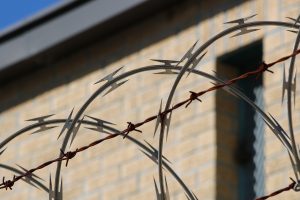 Barbed wire near jail